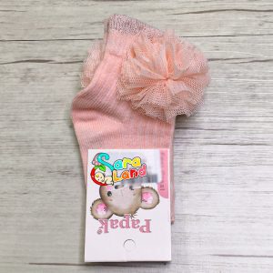 جوراب نوزادی دخترانه طرح گل تور دار