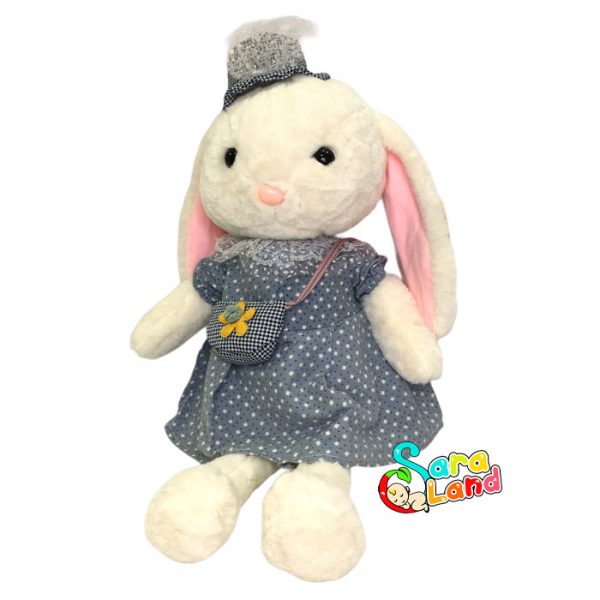 عروسک پولیشی خرگوش کیف و کلاه دار