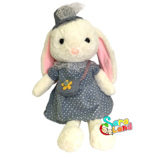 عروسک پولیشی خرگوش کیف و کلاه دار