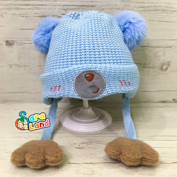 کلاه بافت نوزاد داخل خز طرح خرس
