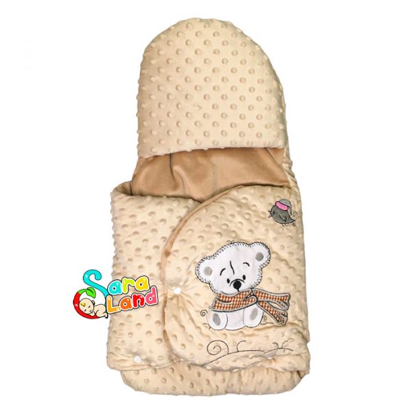 کیسه خواب نوزاد مدل حبابی طرح خرس و شال گردن