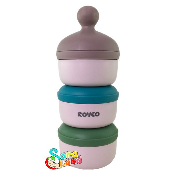 انبار غذا کودک رووکو Rovco سه طبقه رنگی ساده