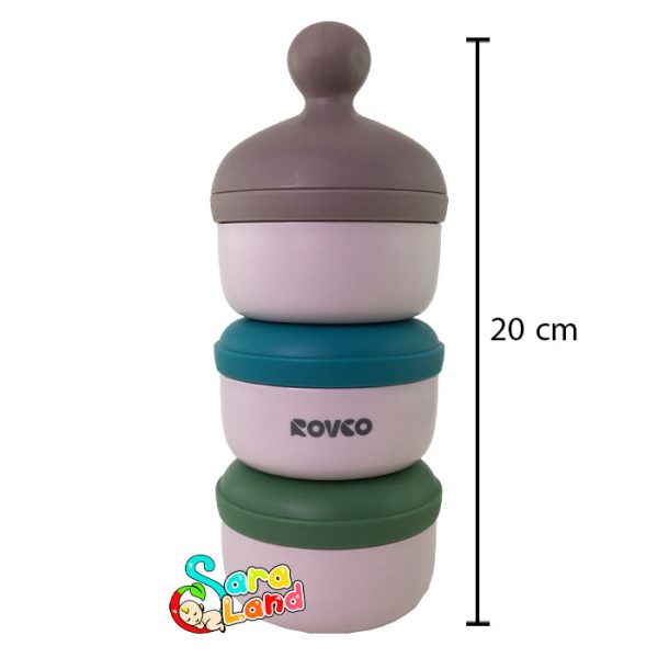 انبار غذا کودک رووکو Rovco سه طبقه رنگی ساده