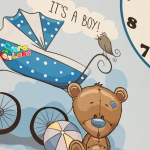 ساعت دیواری کودک پسرانه طرح خرس آبی