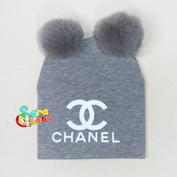 کلاه نوزاد پوم پوم رنگی طرح Chanel