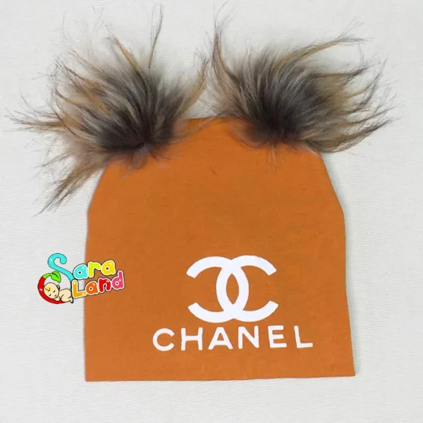 کلاه نوزاد پوم پوم رنگی طرح Chanel